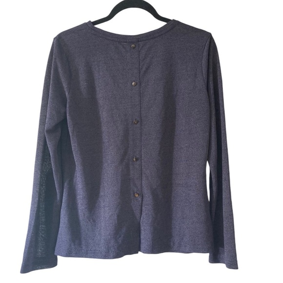 Reiss Milly Long sleeve Faux Button back Top in Blue - Picture 2 of 10
